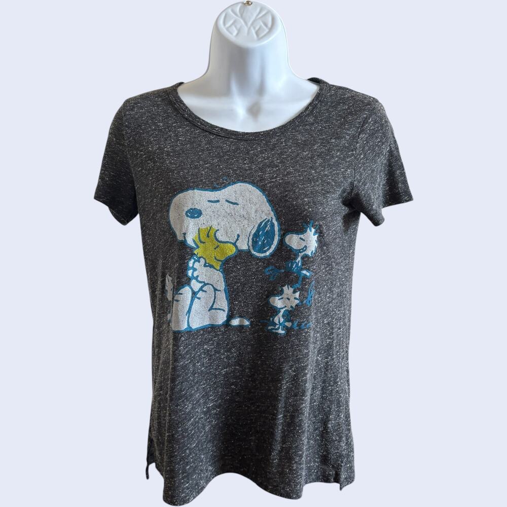 Peanuts XS Casual Graphic T-Shirt Gray Regular